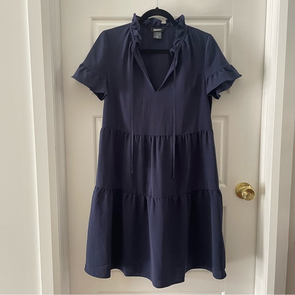 DKNY Tiered Navy Dress US Size 6 - Picture 1 of 4